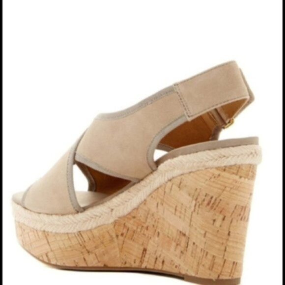 Franco Sarto Womens Tan Open Toe Cork Wedge Platform Sandals Sz 9.5 New - Picture 3 of 6